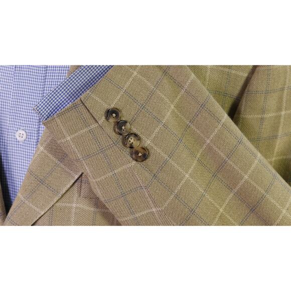 Corneliani Gold Checkered Wool Silk Sportcoat Blazer 44L - Picture 6 of 9
